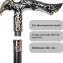 Walking Cane for Men & Women & Seniors - 36.5 Inch Heavy Duty 500+ lbs Capacity, Ergonomic Handle, Ornate & Decorative, Elegant Matte Black & Silver Metal Cane with Goth & Gothic Aesthetic