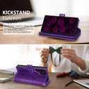 Varikke for Samsung Galaxy S24 Ultra Wallet Case Detachable with RFID Blocking Card Holder for Women, Glitter PU Leather Strap Wrist Magnetic Flip Wallet Removable Phone Case Cover 6.8", Dark Purple