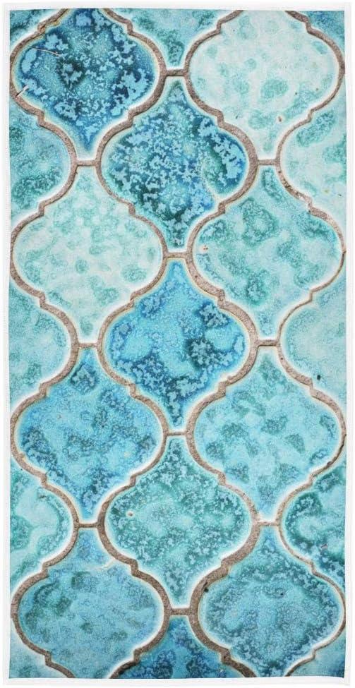 senya Turquoise Pattern Hand Towel Ultra Soft Luxury Towels for Bathroom 30"x15"