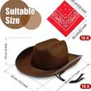 Funtery 10 Sets Kids Cowboy Hat and Red Bandanna for Age 3-10 Toddler Cowboy Hat for Boys Girls Birthday Cosplay Party Favors