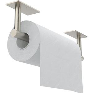 Paper Towel Holder Under Cabinet, Self Adhesive or Wall Mounted SUS304 Stainless Steel Paper Towel Holder for Kitchen, Bathroom, Farmhouse, Barbecue and Laundry (Silver)