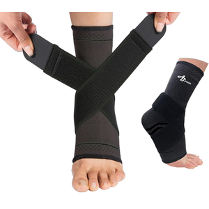 ABIRAM Ankle Brace for Women & Men, Ankle Compression Sleeve with Wrap, Foot Support Sleeve, Ankle Support for Sprained Ankle, Plantar Fasciitis Relief Socks, Achilles Tendonitis, Sports, M