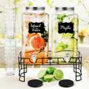 2 Pack 2 Gallon Glass Drink Dispenser Glass Beverage Dispenser with Stand Spigot Drink Coasters and Filter Leakproof Water Jar Clear Iced Drink Jug for Parties Juice Lemonade Picnics Fridge