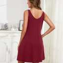 Marvmys Womens Cotton Sleeveless SLeep Dress Tank Short Nightgown Summer Sleepwear Wine Red (Red, L)