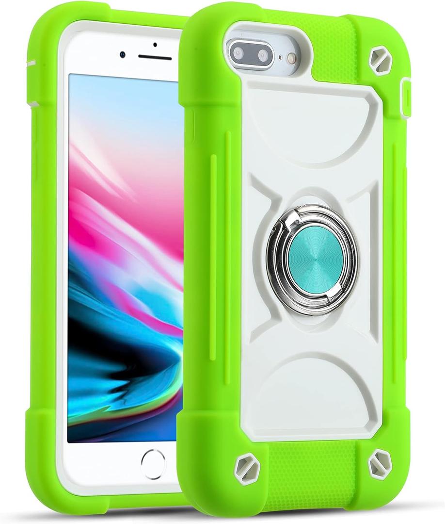 MARKILL Compatible with iPhone 6 Plus/6S Plus Case,iPhone 7 Plus case/iPhone 8 Plus Case 5.5 Inch with Ring Stand, Heavy-Duty Military Grade Shockproof Phone Cover (Guava)