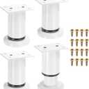uxcell 4 Pcs 3.15-4.73 Inch Adjustable Height Table Legs, Carbon Steel Bed Legs Replacement, Adjustable Furniture Feet for Bed Cabinet Chair, White