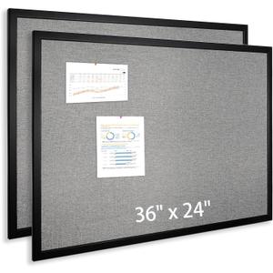 Bulletin Board 36x24 Inch Wood Framed Corkboard for Office(2 Pack)