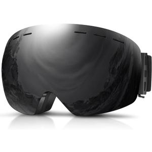 DADA-PRO Ski Goggles Men Women Snowboard Goggles Over Glasses OTG Anti Fog Snow Goggles Frameless, 100% UV Protection (Black (Vlt 10.4% ))