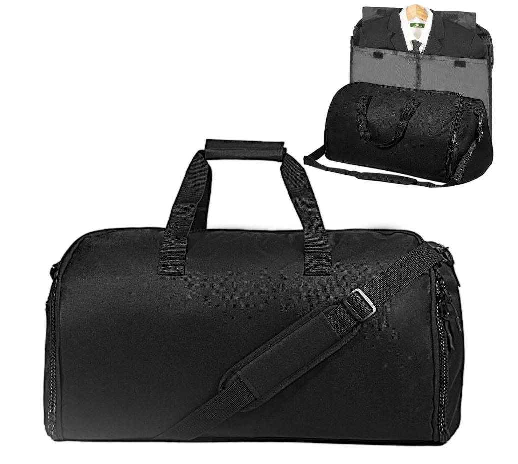 Convertible Travel Garment Bag,Carry on Garment Duffel Bag for Men Women - 2 in 1 Hanging Suitcase Suit Business Travel Bag Black