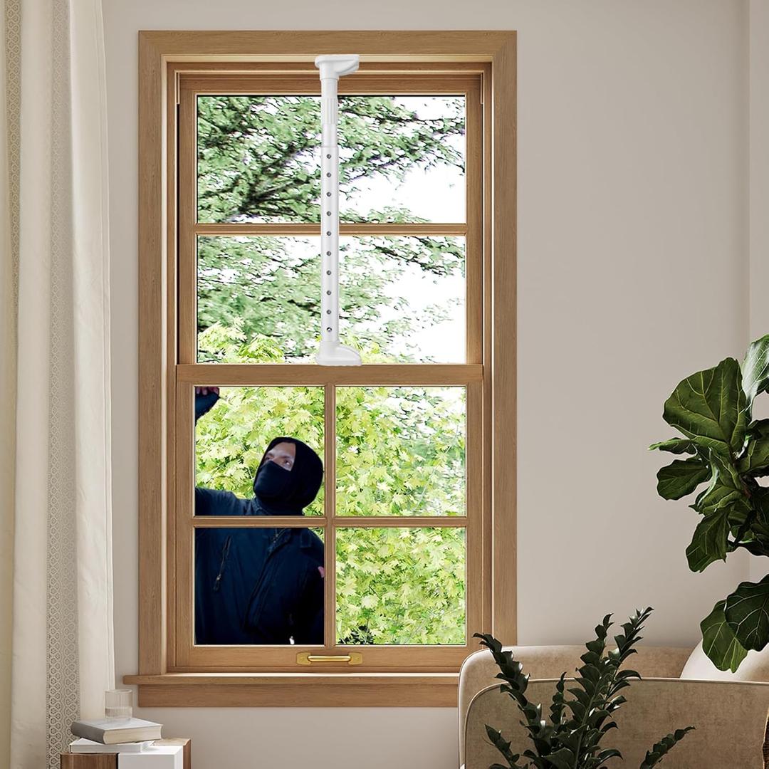 Window Locks for up and Down Windows (White-for Cabin Window Privacy and Security-Adjustable18 to 30 in, Security Bars for Windows-Window Locks-Window Safety Bars-Window Lock bar