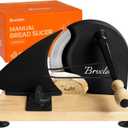 Brvclon Manual Bread Slicer Adjustable Thickness, Hand Crank Bread Slicer for Homemade Sourdough Bread with Scale Line & Suction Cup & Metal Guide,Quality Solid Wood Base & Gift-Level Packaging