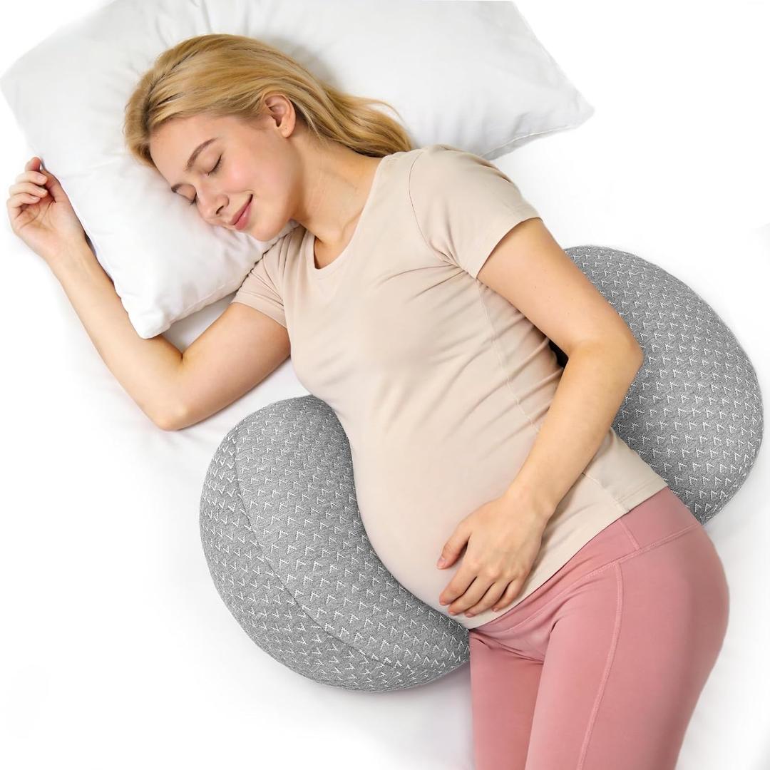 Pregnancy Wedge Pillow for Sleeping, Adjustable Maternity Pillow for Side Sleepers, Supports Back, Belly & Hip, Ideal for Pregnant Women, Bamboo Rayon Removable Cover, Grey (Standard)