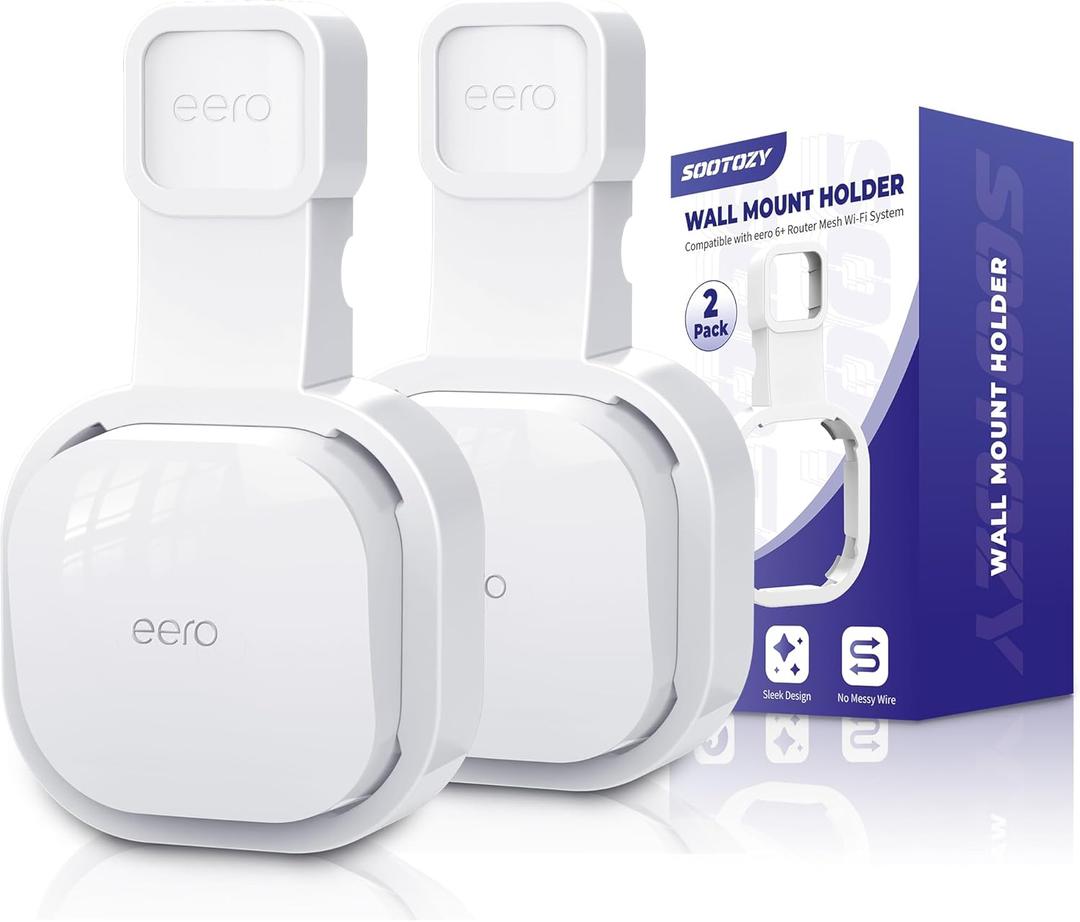 Wall Mount Holder for eero 6 and for eero 6+ Router Mesh Wi-Fi System  No Messy Wires, Space-Saving Outlet Wall Mount Holder for eero 6 Plus Extender, Stand Bracket for eero 6+ (White-2pcs)