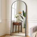 OLIXIS 64"x21.5" Arched Full Length Mirror with Stand, Body Mirror | Shatter-Proof Glass, Hanging or Leaning for Wall, Floor Standing, Bedroom Living Room, Long, Black