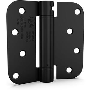 goldenwarm 3 Pack Black Self Closing Door Hinges with 5/8'' Radius Corners - Adjustable Tension Soft Close Hinges for Interior/Exterior Doors, Heavy Duty 4 Inch Hinges with Durable & Quiet Closure