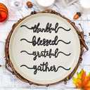Thanksgiving Cutout Wood Place Card Holders - Grateful & Blessed Gatherings - Fall Themed Party Table Decorations (Black, 8)
