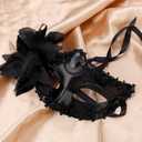 Mikovivi Masquerade Mask for Women, Black Lace Venetian Masquerade Mask Cosplay Facial Accessories for Female Men Mardi Gras Halloween Costume Carnival Bachelorette Party