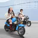 Garveelife Electric Dirt Bike, 15 Mph & 150 LB Max, 24V Ride On Toy for Big Kids w/Led Lights & Power Display, 300W Chain-Driven Motor, Two Speed, Handbrake, Leather Seat, 12 in Air-Filled Tires, Blue, Medium