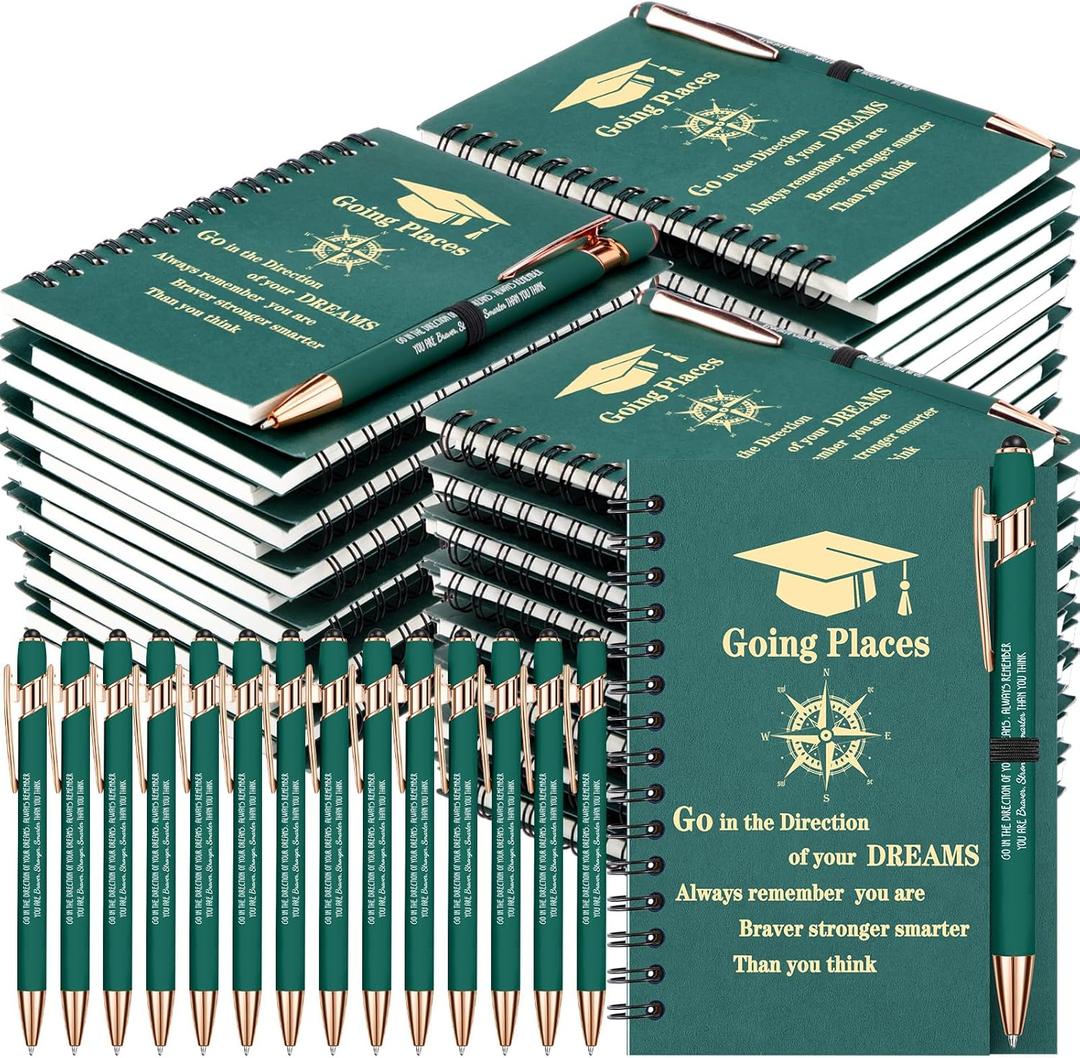 Sinload 48 Pcs 2026 Graduation Gifts Bulk for Students Motivational Inspirational Graduation Notebook and Pens Go in the Direction of Your Dreams Class of 2026 Grad Gifts(Dark Green,Classic)