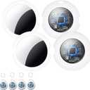4 Pack Smart Bluetooth Tracker Tags [Apple MFi Certified] Air Key Finder Works with Apple Find My (iOS Only)Waterproof Global Tracking Tags Item Locator Sound Alarm for Kids Pets Luggage Dogs Backpack