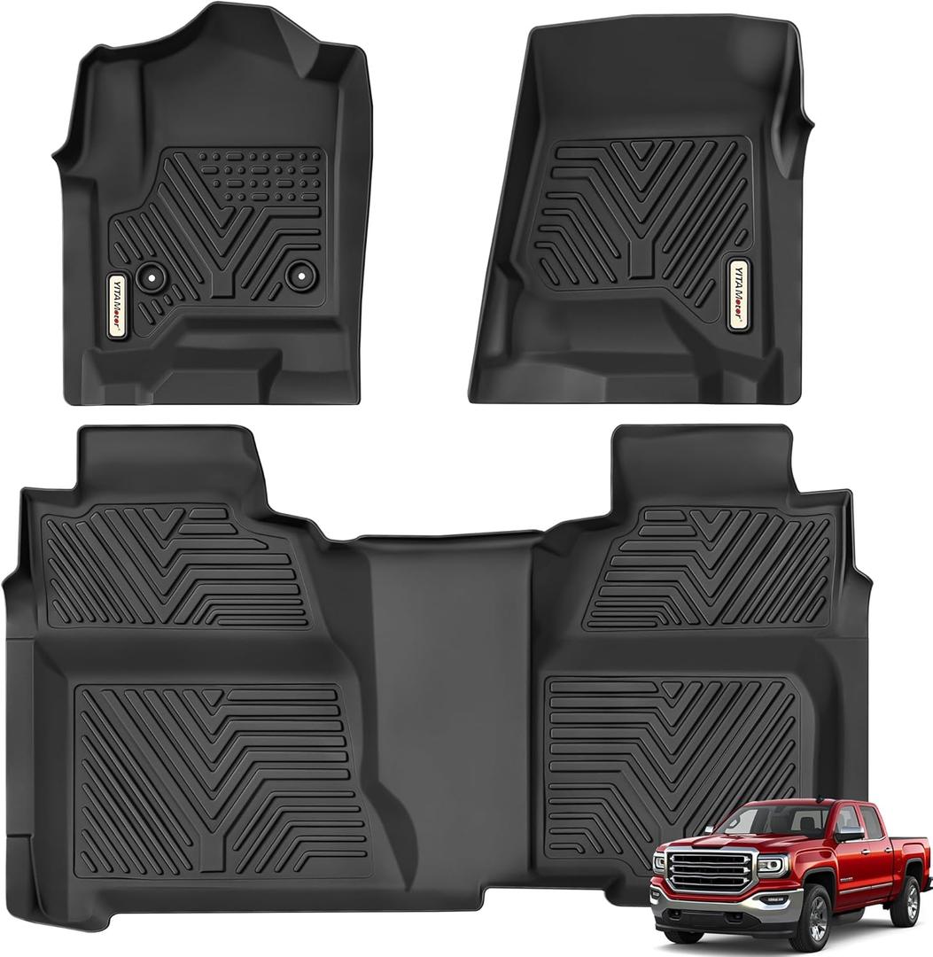 YITAMOTOR Floor Mats Compatible with 2014-2018 Chevy Silverado/GMC Sierra 1500 Crew Cab, 2015-2019 Silverado/Sierra 2500 HD/3500 HD Crew Cab, Custom Fit Liners, 1st & 2nd Row All-Weather Protection YITAMOTOR Floor Mats Compatible with 2014-2018 Chevy Silverado/GMC Sierra 1500 Crew Cab, 2015-2019 Silverado/Sierra 2500 HD/3500 HD Crew Cab, Custom Fit Liners, 1st & 2nd Row All-Weather Protection