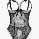 Avidlove Women One Piece Lingerie Sexy Lace Babydoll Mini Bodysuit, Black L