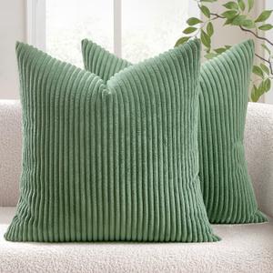 MIULEE Pack of 2 Pillow Covers Soft Soild Decorative Square Throw Pillow Covers Set Cushion Cases Pillowcases for Sofa Bedroom Car 24 x 24 Inch 60 x 60 Cm Sage Green