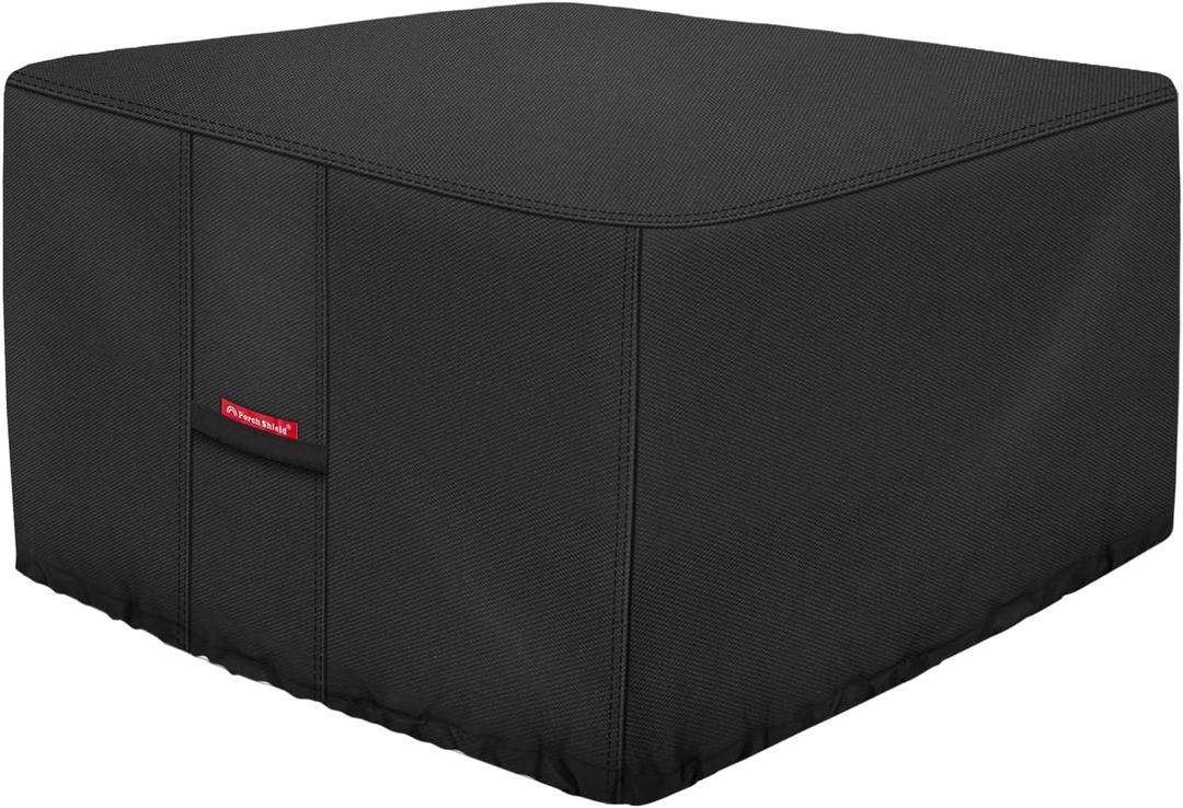 Porch Shield Fire Pit Cover - Waterproof 600D Heavy Duty Fade Resistant Square Patio Fire Pit Table Cover Black - 36 x 36 inch