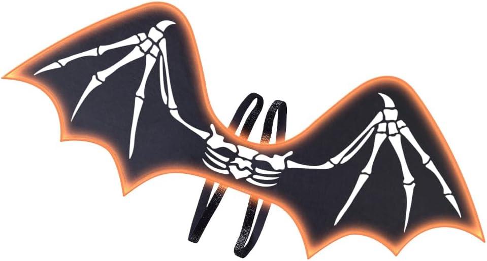 HSCTEK Light Up Skeleton Bat Wings (Large, Orange)