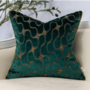 Yangest Green Square Throw Pillow Cover Wavy Velvet Cushion Cover Modern Zippered Pillowcase for Sofa Couch Bedroom Living Room Chair, 18 x 18 Inch