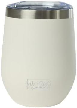 Sip + Sea Antigua 12oz Stainless Steel Wine Tumbler with Ceramic Lining & Lid  Stemless, Double-Wall Vacuum Insulated Drinkware (White Sand)