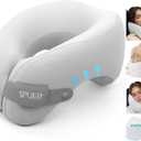 2in1 Ergonomic Memory Foam Travel Neck Pillow, Travel Pillow for All Sleep Positions on Flights, Road Trips, and Long Distance Travel with Drawstring Bag, Gray (Hook & Loop Tape)