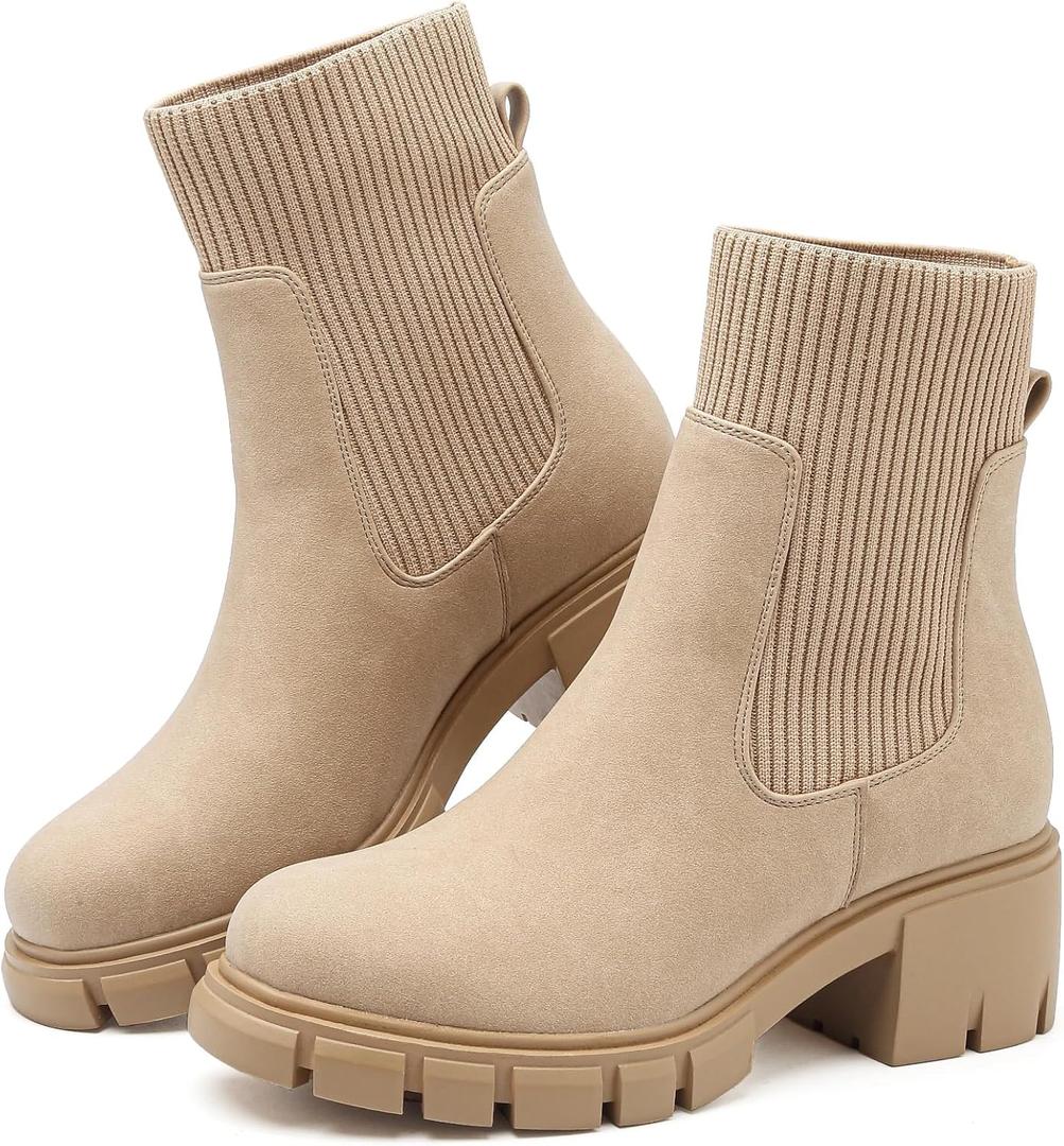 Womens Chelsea Boots Waterproof Slip On Ankle Boot Chunky Heel UK Size 
 8