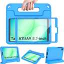 AVAWO Kids Case for New Samsung Galaxy Tab A11 8.7 Inch 2026 /Tab A9 2023 8.7 with Built-in Screen Protector&Handle Stand - Shockproof Light Weight EVA Cover 2021 Tab A7 Lite, Blue