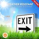 T&R Large Exit Sign with Right Arrow 18 x 18 Inches, Engineer Grade Reflective Sheeting, Rust Free Aluminum, Weather Resistant, Waterproof, Fade Resistant, 2 Pre-drilled Holes