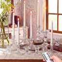 Mumufy 48 Pcs Clear Crystal Taper Candle Holders with Flameless Candles