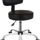 Amazon Basics Multi-Purpose Drafting Spa Bar Stool with Back Cushion and Wheels, Black, 22.72"D x 22.72"W x 37.8"H