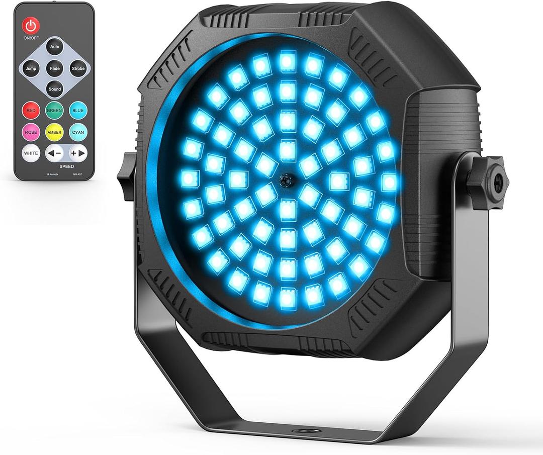 Battery Powered Stage Lights, Rechargeable Strobe Lights USB Powered Auto Sound Activated Control, 30W RGB LED Wireless Uplights for Events Wedding Party DJ Stage Dance - 1Pack (1Pc)
