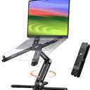 OMOTON 360 Rotating Laptop Stand Riser for Desk, Ergonomic Foldable Computer Stand Adjustable Height Angles for Collaborative Work, Easy Storage Fit Macbooks,All Laptops up to 16 inches, Black