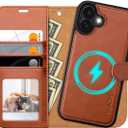 OCASE for iPhone 16 Case Detachable Wallet Case with Card Holder, 2 in 1 Pu Leather Flip Folio with RFID Blocking Stand Wrist Strap Shockproof Phone Cover 6.1 Inch 2024, Brown