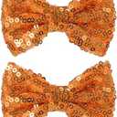 Glitter Orange Sequins Hair Bows 3in Sparkly Alligator Clip Hair Pin Barrettes for Teens Toddler Baby Girls Happy Fall Thanksgiving Day Halloween Dress Decor Accessory Gift 