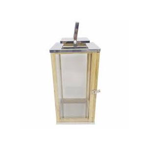Large Lanterns Decorative -  Waterproof Wood Lanterns Decorative with Tempered Glass, Metallic Lid 7" x 13"