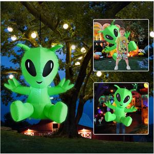 Halloween Blow Up Inflatable Alien, Fun and Portable Mobile Halloween Inflatable Alien Decoration with LED Lights Built-in, Suitable for Halloween Cosplay Indoor Outdoor Party Yard Garden Decoration