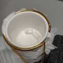 LUKA Porcelain Espresso Cup with Saucer and Metal Stand, 4 Ounce Stackable Ceramic Demitasse Espresso Mugs Cups Set for Latte, Specialty Coffee Drinks, Cafe Mocha - Set of 4, White & Black