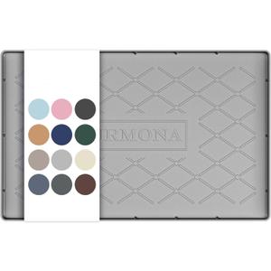 URMONA 19" x 12" Waterproof Silicone Mat in Multiple Sizes & Colors, Under Sink Mat for Kitchen & Bathroom, Pet Food Pad for Dogs & Cats, Kitchen Cabinet Liner, Multi-Purpose for Storage(Light Grey)