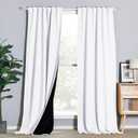 NICETOWN Full Shading Curtains for Window, Super Heavy-duty Black Lined Blackout Drapes with Rod Pocket & Back Tab for Bedroom, Privacy Assured Window Treatment (Pure White, Pack of 2, 52" W x 102" L)