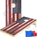 Solid Wood Vintage Cornhole Game Set, Two 4'x2'Cornhole Boards, 8 Cornhole Bags for Indoor and Outdoor Toss Games Competitions, Tournaments