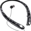 Bluetooth Neckband Headphones, Retractable Headphone Bluetooth 5.3 & IPX5 Waterproof, Neckband Headphones Vibration Call Alerts with 16H Talk for Gym/Conference