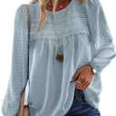 Falechay Boho Tops for Women Long Sleeve Shirts Crewneck Flowy Womens Blouses Dressy Casual Lace Hem Clothing Trendy 2026 XL