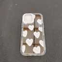 NITITOP Compatible with iPhone 14 Case Cute Glossy Mirror Love Heart Pattern for Women Girls White Frame Design Shockproof Silver Protective Phone Cover - White Heart